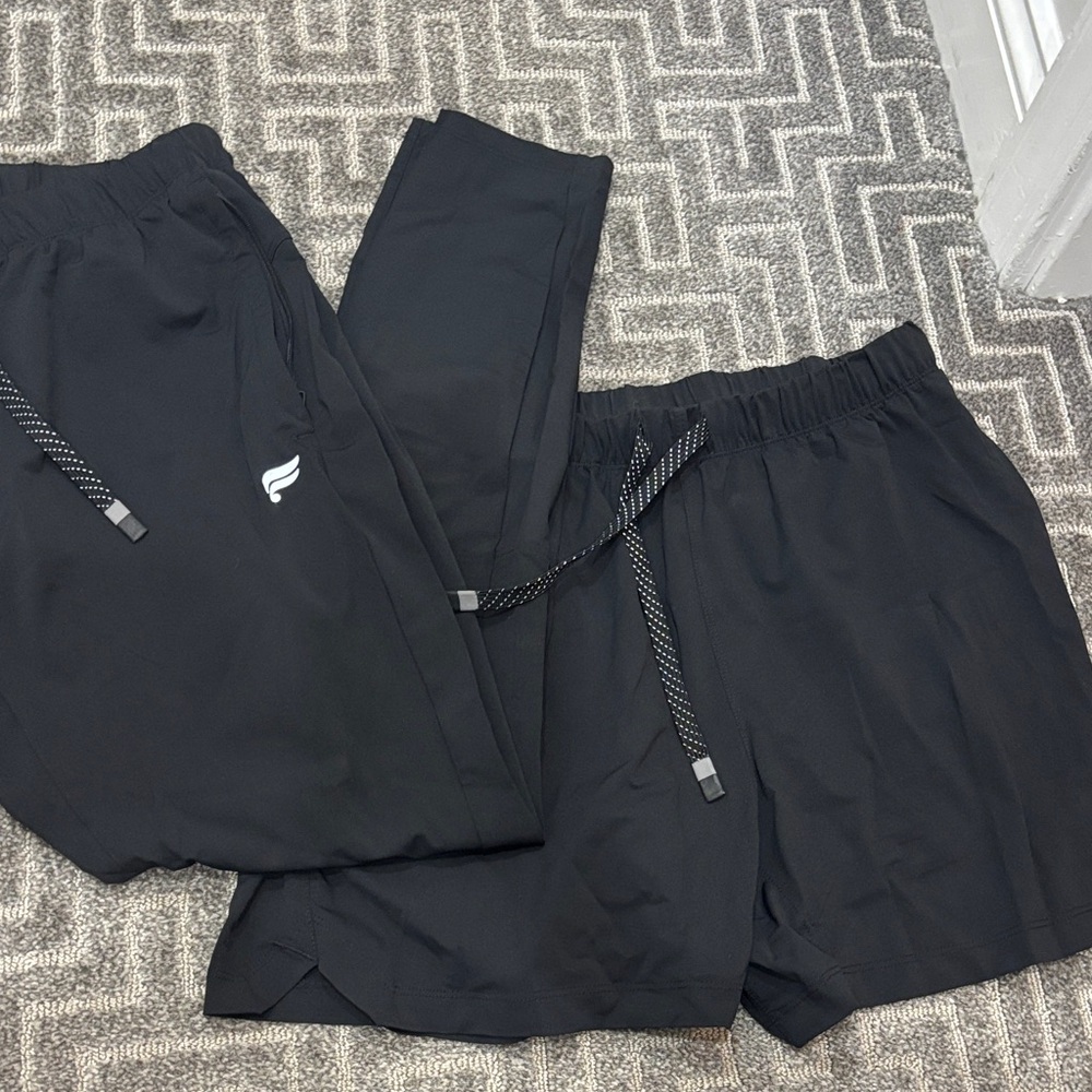 Fabletics Black Athletic Joggers & Shorts Set